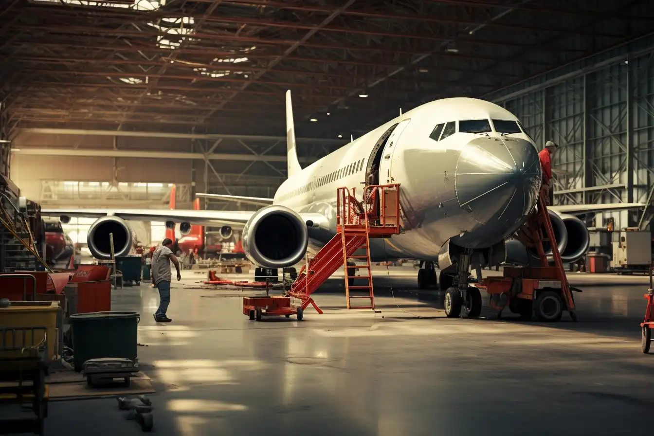 Gran Avión Descansando en un Hangar