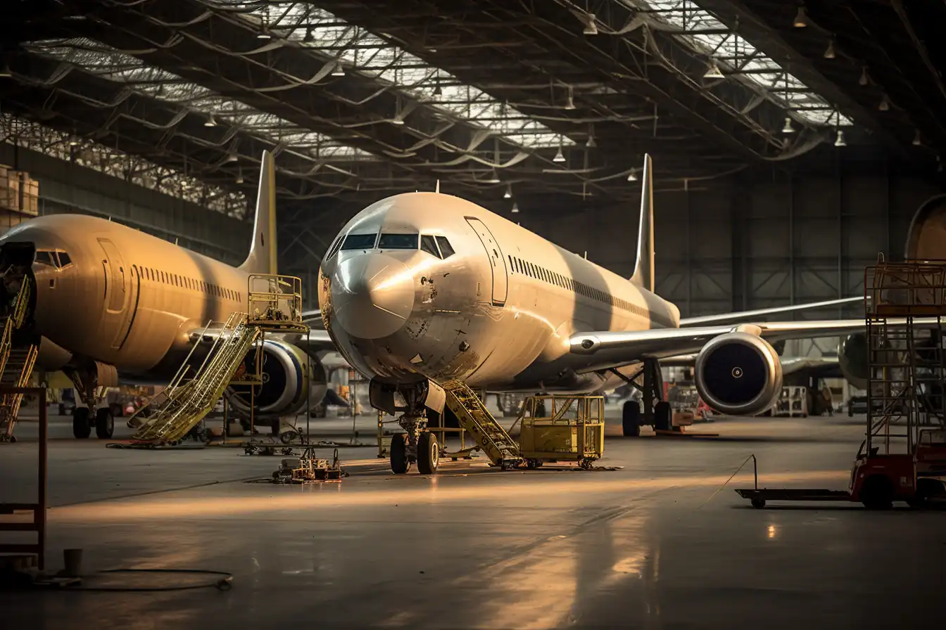 Avión Boeing en el Hangar del Aeropuerto de Denver