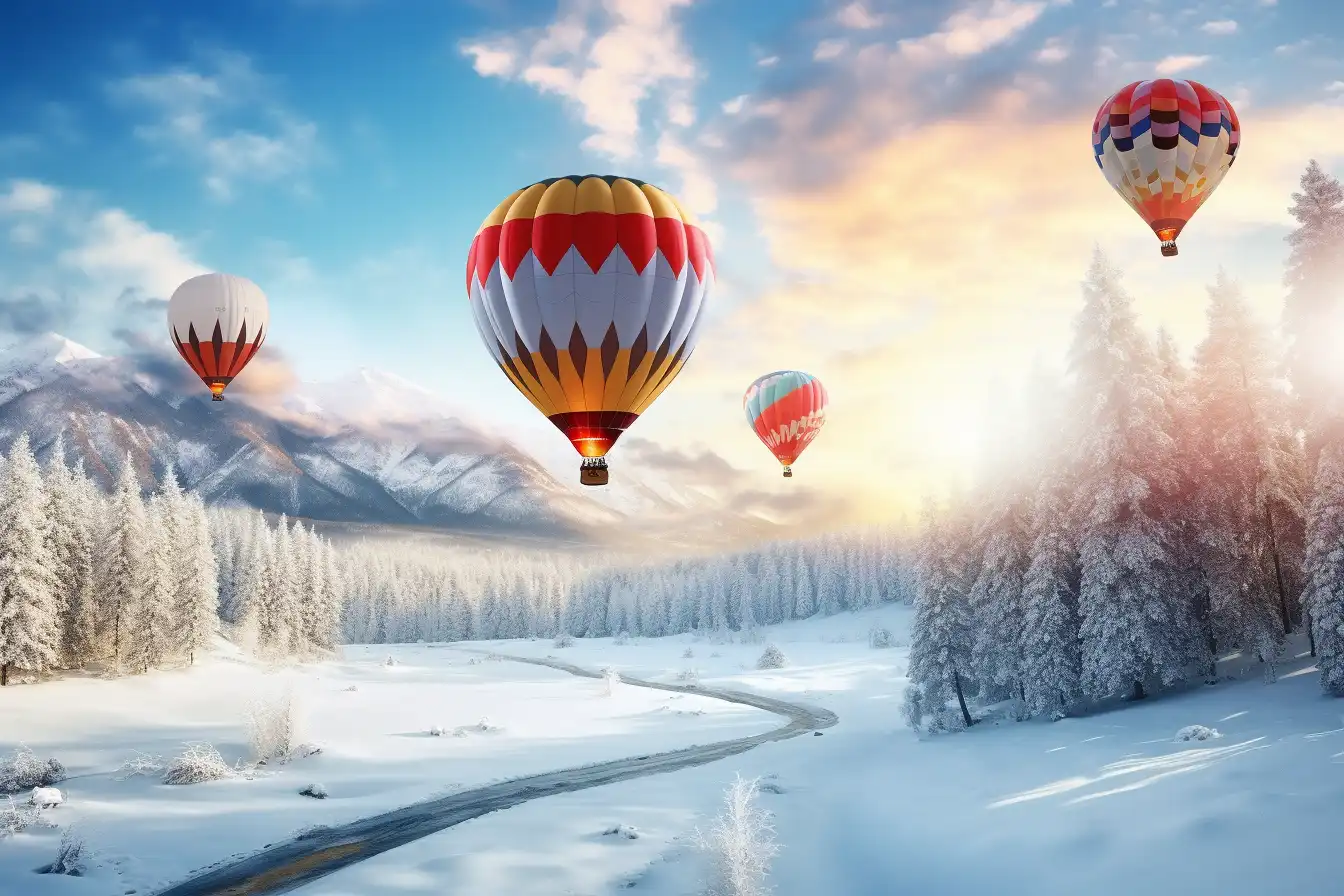 Taos Hot Air Balloons in Winter